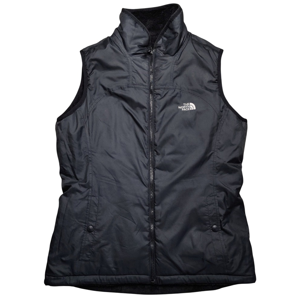 The North Face Mossbud Reversible Vest Womens Medium Black Fleece Lined
